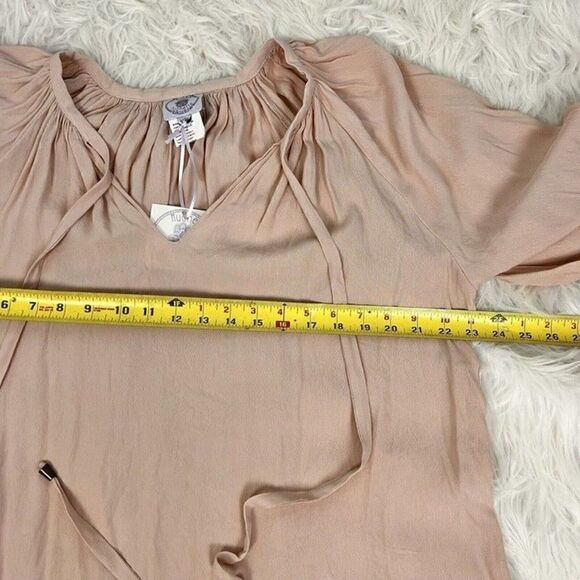 Muche Muchette Women's Pink Flowy Peasant Blouse Tassel Boho Shirt Top OS NWT - Picture 6 of 12